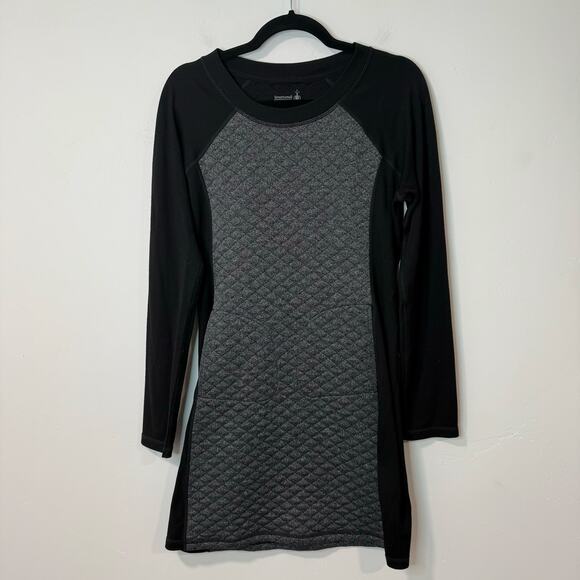 Smartwool Women's Diamond Peak Quilted Dress Black Grey Wool Medium Long Sleeve - Picture 1 of 8